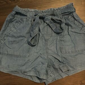 Time and True Paperbag Waist Roll Up Hem Belted Shorts
